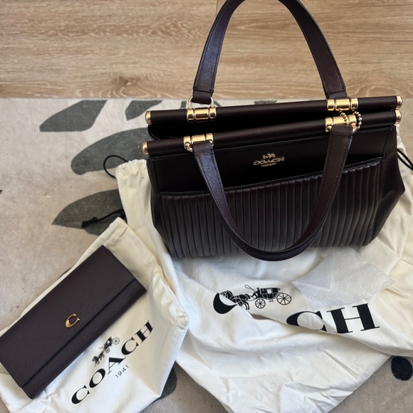 Coach Handbags - Coach Crace Quilted Leather Oxblood Tote and Wallet